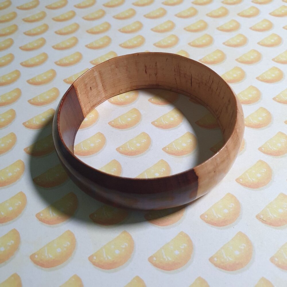Wooden Two Tone Handcrafted Bracelet Natural Finish Women Beach Core Bangle